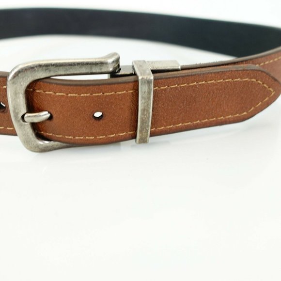 COLUMBIA Belt Men's Leather Brown Classic MEDIUM Work Frame Silver Buckle - Picture 3 of 9